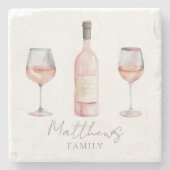 Dessous-de-verre En Pierre Vin de nom personnalisé (Devant)