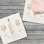 Dessous-de-verre En Pierre Vin de nom personnalisé<br><div class="desc">Ces dessous de verre pleins de charme et d'humour sont parfaits pour poser vos verres de vin, avec une aquarelle ludique avec des verres de vin et une bouteille. Personnalisez-les avec votre nom de famille pour une touche unique et amusante. Non seulement ils ajoutent un peu d'élégance à vos réunions,...</div>