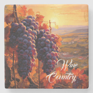 Dessous-de-verre En Pierre Vin Pays Raisins Dessous de verre de pierre