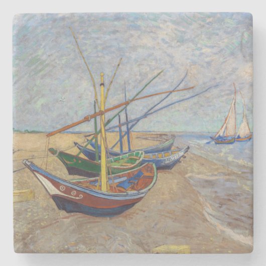 Dessous-de-verre En Pierre Vincent van Gogh - Bateaux de pêche sur la plage (Devant)