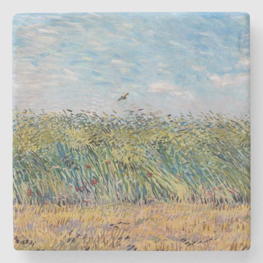 Dessous-de-verre En Pierre Vincent van Gogh - Champ de blé avec une lark (Devant)