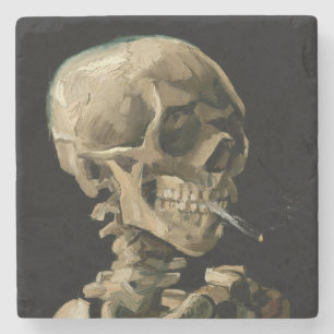 Dessous-de-verre En Pierre Vincent van Gogh - Crâne avec cigarette allumée