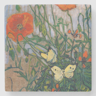 Dessous-de-verre En Pierre Vincent van Gogh - Papillons et Coquelicots