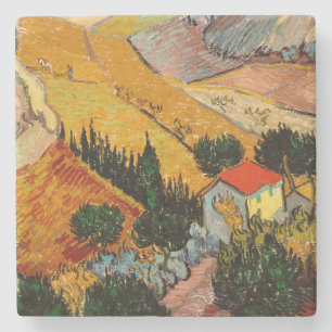 Dessous-de-verre En Pierre Vincent van Gogh - Paysage, Maison et Laboureur
