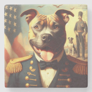 Dessous-de-verre En Pierre Vintage American Pit Bull Terrier Peinture