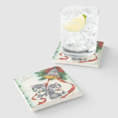 Dessous-de-verre En Pierre Vintage Christmas Kittens (Côté)