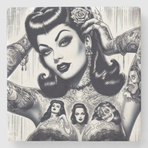 Dessous-de-verre En Pierre Vintage fille Goth tatouée