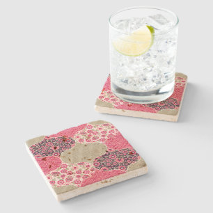 Dessous-de-verre En Pierre Vintage Floral Motif marocain rose