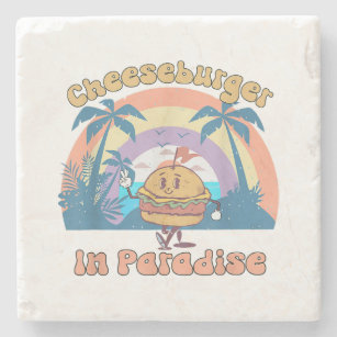 Dessous-de-verre En Pierre Vintage Funny Cheeseburger Au Paradis Été Vaca