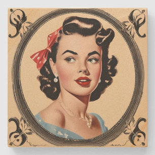 Dessous-de-verre En Pierre Vintage Glamor Retro Chic Girl