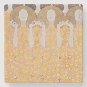 Dessous-de-verre En Pierre Vintage Gustav Klimt Art Nouveau Floral Doré