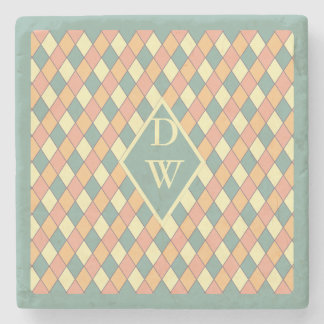 Dessous-de-verre En Pierre Vintage Harlequine Diagonal dans Pastels Monogramm
