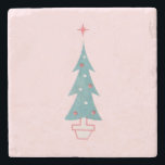 Dessous-de-verre En Pierre Vintage Pink Christmas Tree Céramique<br><div class="desc">Profitez de notre vintage dessous de verre d'illustration de sapin rose.</div>