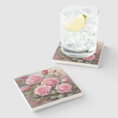 Dessous-de-verre En Pierre Vintage Pink Roses (Côté)