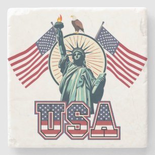 Dessous-de-verre En Pierre Vintage, Statue de la Liberté