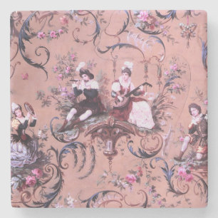 Dessous-de-verre En Pierre Vintage Toile rose Victorien Style Floral