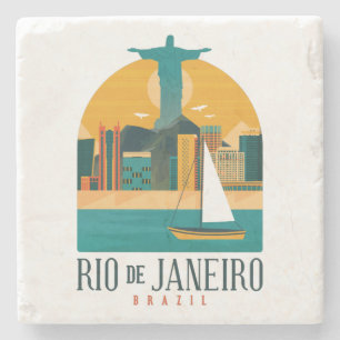 Dessous-de-verre En Pierre Vintage voyage de la ville de Rio de Janeiro