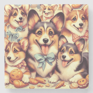 Dessous-de-verre En Pierre Vintage Welsh Corgi Cardigan sans couture