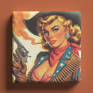 Dessous-de-verre En Pierre Vintage Western Cowgirl Pin Up