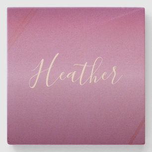 Dessous-de-verre En Pierre Violet violet et script blanc personnalisé