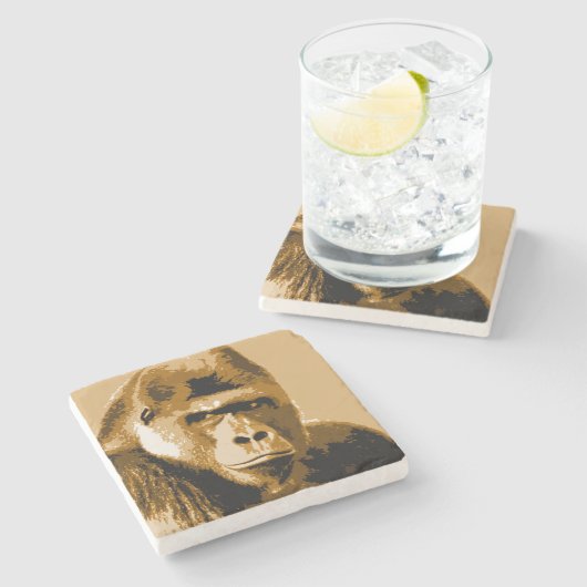 Dessous-de-verre En Pierre Visage de Gorilla (Côté)