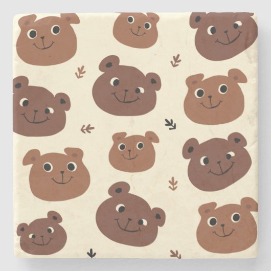 Dessous-de-verre En Pierre Visage drôle d'ours (Devant)