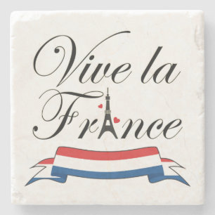 Dessous-de-verre En Pierre Vive la France Typographie