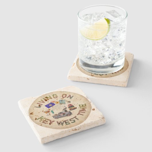 Dessous-de-verre En Pierre Vivre à Key West Time (Côté)