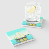 Dessous-de-verre En Pierre voile goélette en marbre aimant en pierre (Côté)