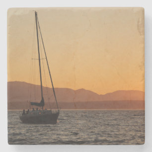 Dessous-de-verre En Pierre Voilier au coucher du soleil sur le Puget Sound