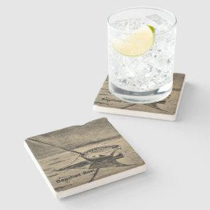 Dessous-de-verre En Pierre Voilier Stone Coaster sur la plage personnalisé