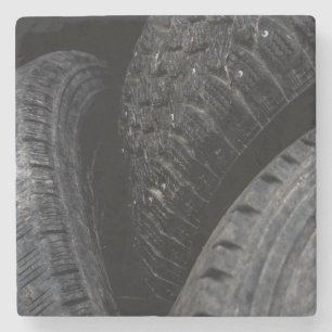 Dessous-de-verre En Pierre Voiture automobile vieux pneus Black Road voyages