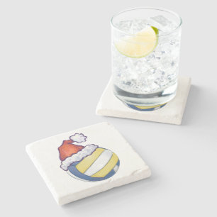 Dessous-de-verre En Pierre Volley-ball Casquette de Noël