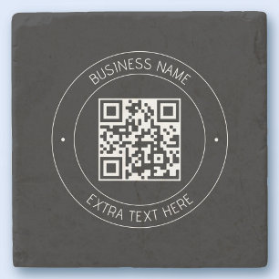 Dessous-de-verre En Pierre Votre code QR & Texte modifiable   Noir & Blanc