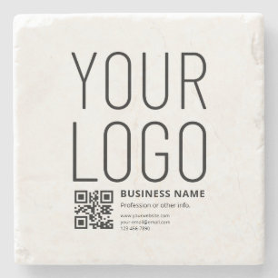 Dessous-de-verre En Pierre Votre logo avec code QR et texte modifiables