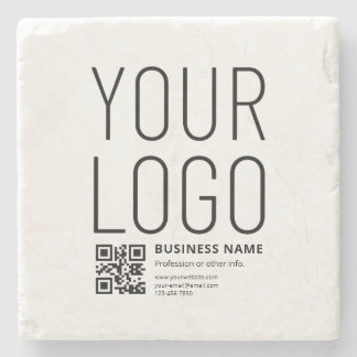 Dessous-de-verre En Pierre Votre logo avec code QR et texte modifiables