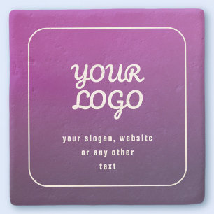 Dessous-de-verre En Pierre Votre logo et ombre dégradé violet clair à foncé é