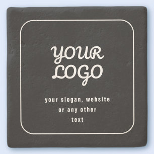 Dessous-de-verre En Pierre Votre logo et slogan ou autre texte Noir et blan