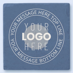 Dessous-de-verre En Pierre Votre logo et texte circulaire personnalisable B