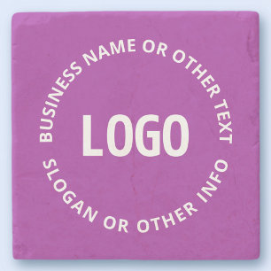 Dessous-de-verre En Pierre Votre logo et texte personnalisable Violet pourp