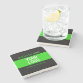 Dessous-de-verre En Pierre Votre logo ou image | Noir et vert brillant (Côté)