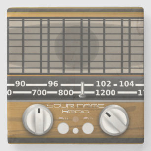 Dessous-de-verre En Pierre Votre nom Radio disque personnalisé Jockey