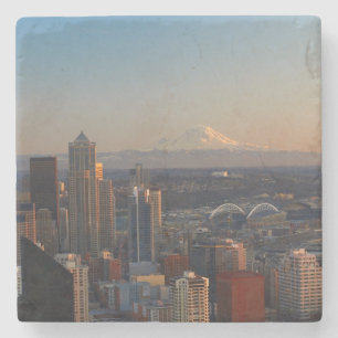 Dessous-de-verre En Pierre Vue aérienne de l'horizon 2 de ville de Seattle