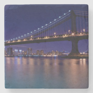 Dessous-de-verre En Pierre Vue de pont de Manhattan la nuit