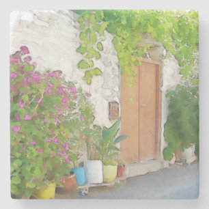 Dessous-de-verre En Pierre Vue de rue aquarelle