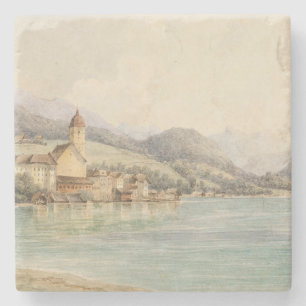 Dessous-de-verre En Pierre Vue de St. Wolfgang sur le lac Wolfgang Carl Lafit