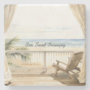 Dessous-de-verre En Pierre Vue océanique plage sérénité