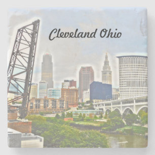 Dessous-de-verre En Pierre Vue sur le fleuve Cleveland