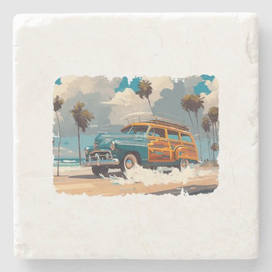 Dessous-de-verre En Pierre Wagon classique en bois (Devant)