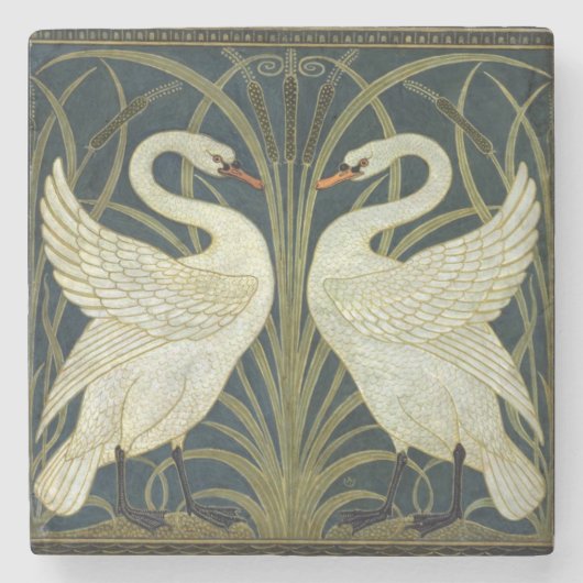 Dessous-de-verre En Pierre Walter Crane Swan & Rush and Iris Victorian  (Devant)